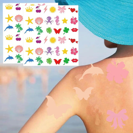 Tanning Sunbathing Stickers 360 Pcs Body Sticker Tanning Bed Decals - Tannings Heart Lips Butterfly Cherry Dolphin Tree Star Sun