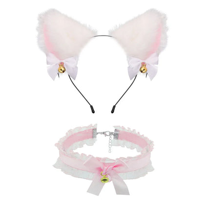 Cute Fox Tail Anal Plug Bow-Knot Soft Cat Ears Headbands Collar Erotic Cosplay Couples Accessories SM Sex Toys for Female Male