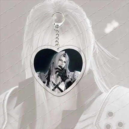 Acrylic Hot Game Sephiroth Keychain Bag Charms Heart Sephiroth Keyrings Pendant Accessories Gamer Fans Gifts