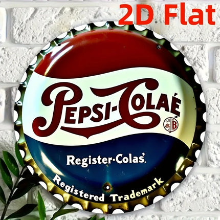 8x8" Round Pepsi Bottle Cap Sign - Aluminum "Register Col" Wreath Decor, Ideal for Office Wall Art, Holiday Season Decor