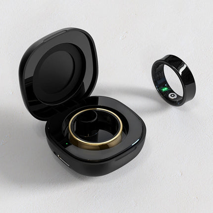 R09 Smart Ring 5ATM Waterproof Temperature Sport Health Ring Heart Rate Blood Oxygen Sleep Monitor w/ Charging Case Smartring