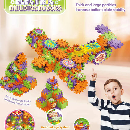 Assemble Electric Gear Building Block Children's Toy Set, DIY Styling Practice Imagination, Halloween Children's Birthday Gifts