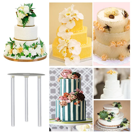 Cake Layer Support Frame, Reusable 9/12/16/20/26 cm Cake Board and Cake Pin Rod for Layered Cake Structure and Stacking