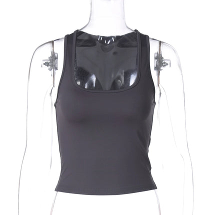 Hugcitar 2025 Summer Solid Straps Sexy Slim Crop Tank Top Women Casual Y2K Clothes Streetwear Party Sport Festival Wholesale
