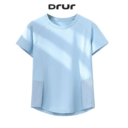 DRUR Sports Tops Women Quick Dry Workout Tshirt Running Yoga Gym Activewear Summer Short Sleeve Breathable Fitness Wear New