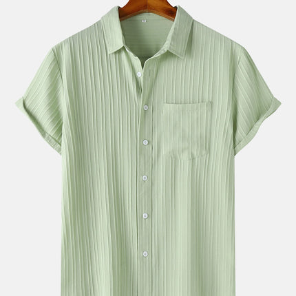 Men's  Comfortable Shirt Summer Beach Men's Shirt   Men's Short Sleeve Shirts  Solid Color Casual Short Sleeve Shirt