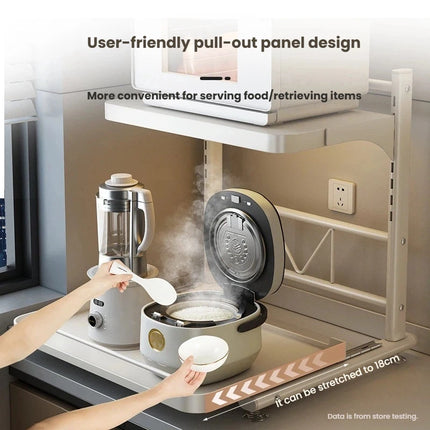 AILIHU Multi-Purpose Kitchen Storage Shelf Adjustable Microwave Stand with Pull-Out Tray Expandable Countertop Organizer Rack