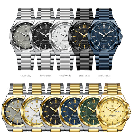 POEDAGAR Top Fashion Men Watches Stainless Steel Waterproof Luminous Classic Male Watch Date Week Men's Quartz Wristwatch Reloj