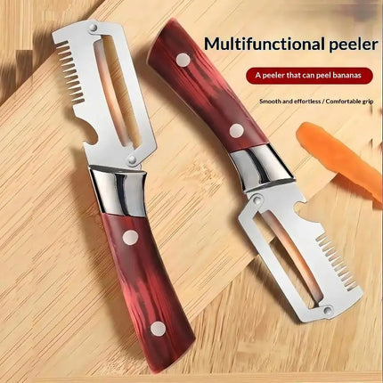 3-in-1 Serrated Peeling Knife Premium Vegetable Peeler With Handle And Bottle Opener Kitchen Tool
