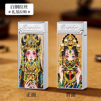 New Voice-controlled Embossed Alloy Kerosine Lighter,Intelligent Voice-controlled Ignition Open Flame Men's Personalized Lighter