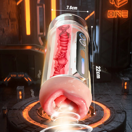 Blowjob Pocket Pussy Automatic Male Masturbator Mouth Vagina Double-Headed Penetration Channel Vibrating Moaning Sex Toy