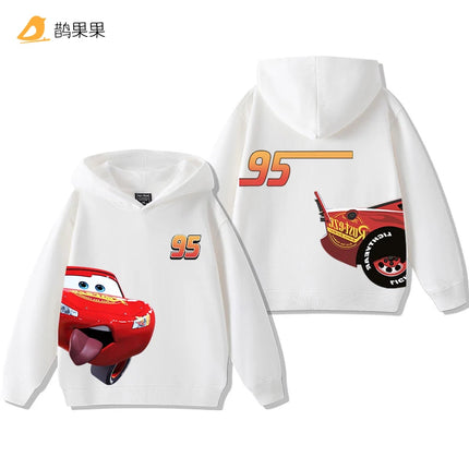 Cars Lightning McQueen Fun Printed Kids Boys Girls Hooded Sweatshirt Fall and Winter Casual Fashion Warm Student Hoodie