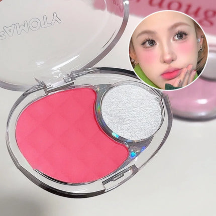 Whitening Shine Duo Blush Palette Velvet Mist Blusher Highlighter Palette Matte & Pearlescent Glitter Cheek Contour Shadow