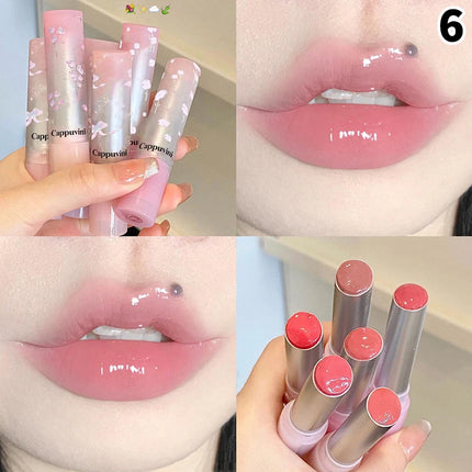 - Cappuvini Flowery Dish Language Lip Gloss Mirror Lip Glaze Beep Lip Water Light Lasting Makeup Not Easy To Dip Cup Makeup -