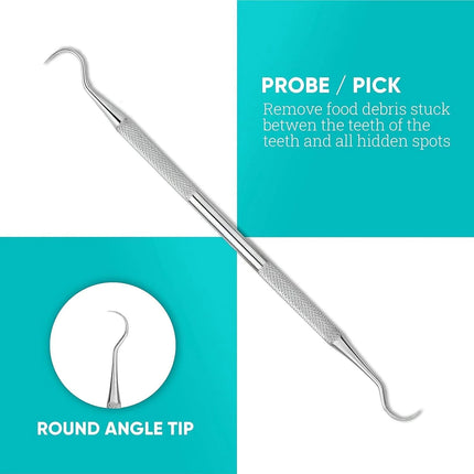 Dental Tools,Stainless Steel Teeth Cleaning Kit,Dental Pick Probe Tongue Scraper Tooth Scraper Plaque Tartar Cleaner Hygiene Kit