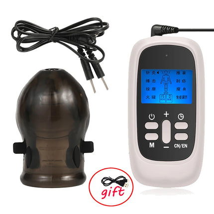 Male Electro Shock Penis Glans Trainer Cock Ring E-stim Orgasm Medical Sleeve Time Delayed Ejaculation Masturbator Sex Toys BDSM