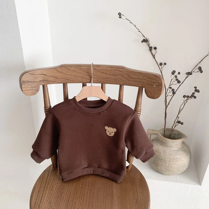 Children's Winter Round Neck 4 Color Korean Style Sweatshirt Children's Clothing Baby fleece-lined Boys and Girls Baby fleece-li
