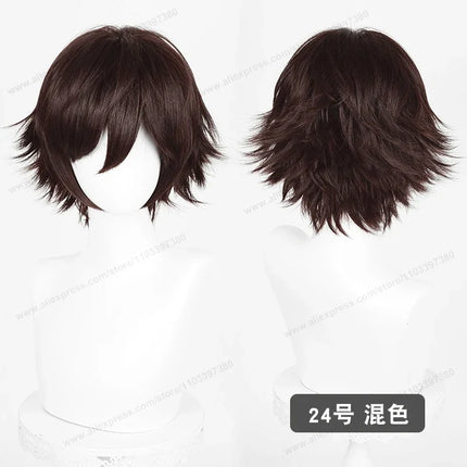 Anime Upgraded 32cm Short Flipped Ends Cosplay Wig Green Blue Purple Pink Man Women Heat Resistant Synthetic Hair
