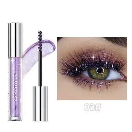 Waterproof Diamond Shine Volume Curl Mascara - Glitter Snow Effect, Smudge-proof Eye Makeup for All Skin Types Women's Cosmetics