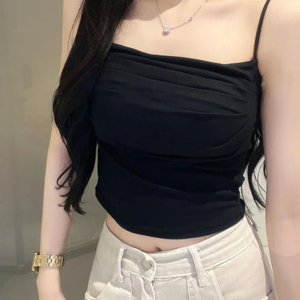 Design Sensation Beautiful Strap Vest Women's White with Chest Pad Outdoor Wear Slimming New Model Inner Match Base Shirt Cov...
