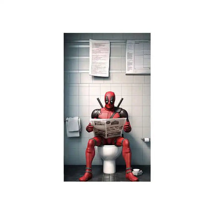 Pop Comic Cartoon Funny Spider-Man Superhero Reading Newspaper Canvas Wall Art Poster, Modern Bathroom Home Room Decor Painting