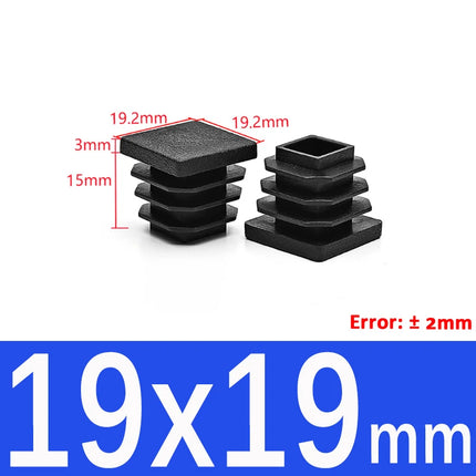 Black Plastic Square Oblong Pipe Plug 13x13mm~100x100mm Insert Table Chair Furniture Foot Cover Anti Slip Blanking End Cap