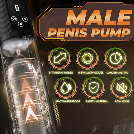 Electric Penis Enlarge Vacuum Pump Adult Sex Toys for Men Dick Erection 9 Pressure Pocket Pussy Rechargeable Male Masturbator