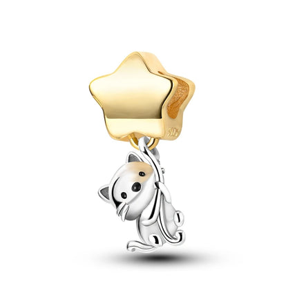 Charms 925 Sterling Silver Cute Cat Collection Charms Beads Paw Print Pendant Beads Fit Original DIY Bracelet Gift Women Jewelry