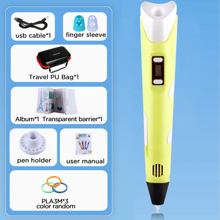 3D Pen Drawing Printing Pen With LCD Screen Compatible PLA Filament Toys Safe Paiting for Children DIY Toy Gift