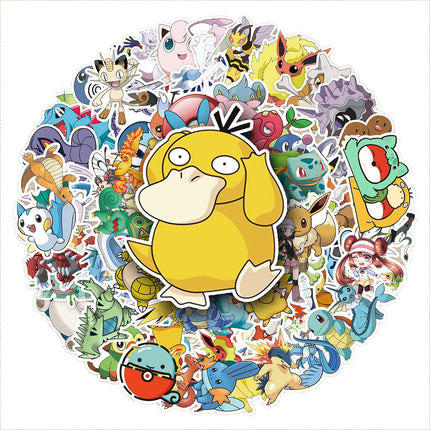 10/30/50/100pcs Japanese Anime Pokemon Stickers Cartoon Graffiti Decals DIY Stationery Luggage Fridge Reward Manga Sticker Toy