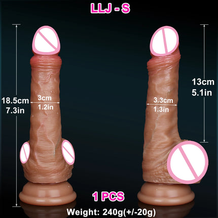 Realistic Soft Sliding Skin Big Dildo Built-in Testicle Small Penis Masturbators Double Cock Women Anal Sex Toy Suction Cup Dick