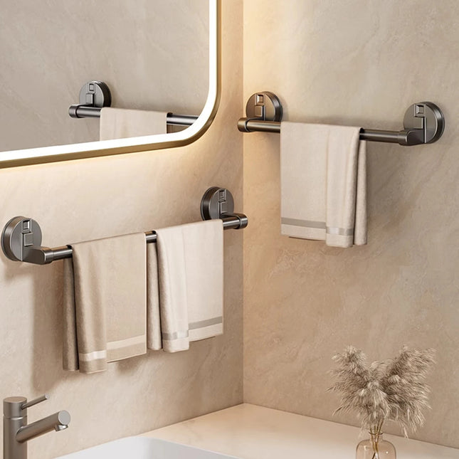 Suction Cup Bathroom Hand Towel Rack Holder Wall Mount No Drill 30/40/50cm Towel Bar Double Bar 2 Tier Apartment Space Saving