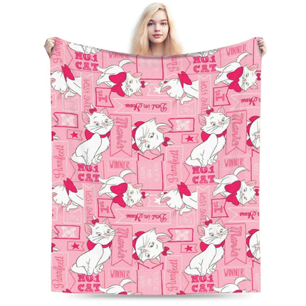 Aristocats Marie Cat Knitted Blankets Pink Wool Throw Blanket Summer Air Conditioning Portable Soft Warm Bedspread