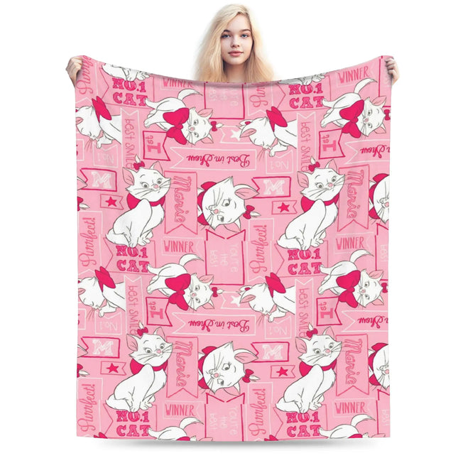 Aristocats Marie Cat Knitted Blankets Pink Wool Throw Blanket Summer Air Conditioning Portable Soft Warm Bedspread