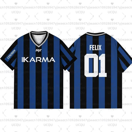 2025 KPOP Stay KARMA Album Fans Support Shirts FELIX BANGCHAN HYUNJIN Streetwear Plus Size Clothes Short Sleeve Tops T-shirt