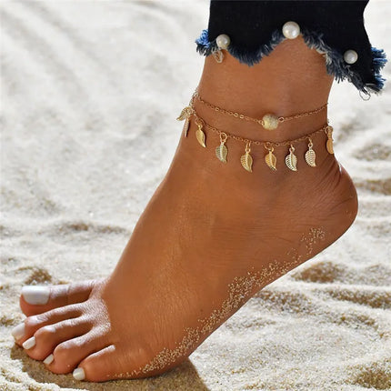 YOBEST Gold Color Chain Anklet For Women Summer Beach Foot Jewelry On The Leg Minimalist Anklets Female