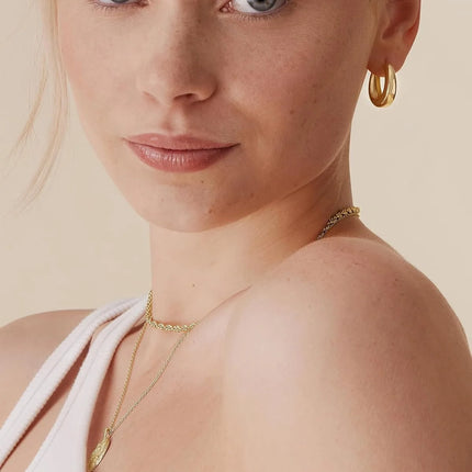 14K Gold Plated Sterling Silver Post Small Chunky Hoops Earrings | Thick Lightweight Gold Hoop Earrings for Women Retro style