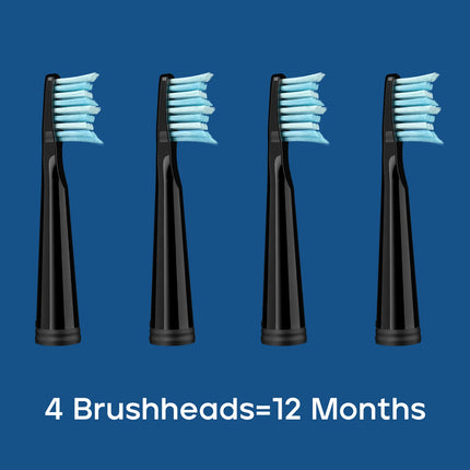 Seago SG-D010 Replacement Brush Heads for SG-575, SG-958, and SG-551 Electric Toothbrush - Soft Bristles, 4-Pack Deep Clean
