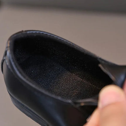 Spring Autumn Boy Leather Shoe Fashion Causal Children's Slip-on Loafers Versatile Kids Formal Students Performance Black Shoes