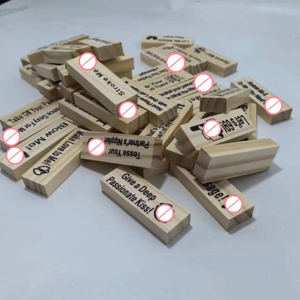 English and French 48pcs Couple Flirting Building Block Game Stacking Tower Game Adult Party Entertainment Spanish SM Product
