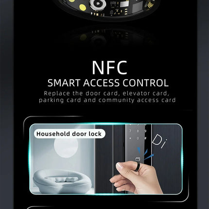 NFC Smart Ring Men Women Heart Rate Health Monitor Sleep Monitors Smartring IP68 Waterproof Multi-sport Mode 7MM Ultra Thin Ring