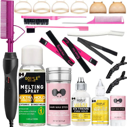 GOIPLE Electric Hot Comb Fast Heating Straightener Curling Iron Curler Brush Styling Tools for Hair Care Lace Wig Styling Set