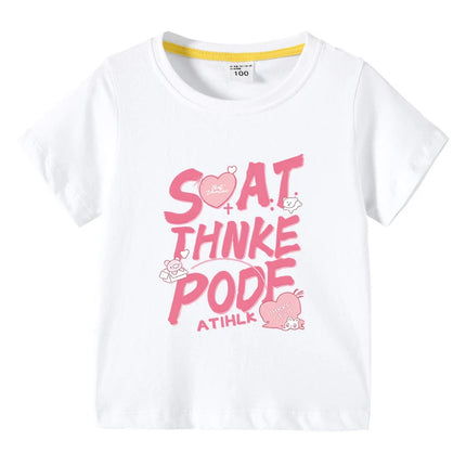 Summer Kids Girl T-Shirt Fashion Letter Print Short Sleeve Casual Tops Sweet Cool Style Teen Girls Clothing