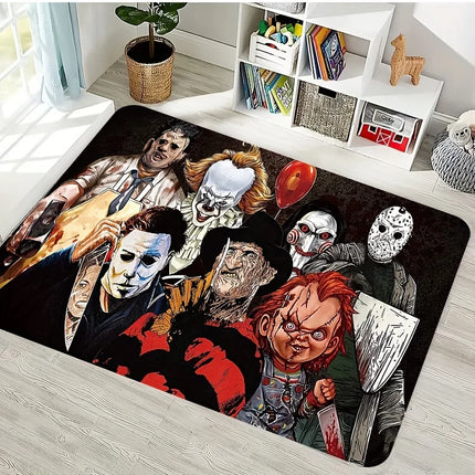 VIKAMA Horror Movie Collection Carpet Classic Killer Character Pattern Living Room Bedroom Carpet Halloween Theme Party Decor