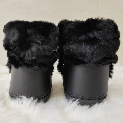2025 Winter Ankle Boots for Women Platform Antiskid Waterproof Ski Boots Luxury Fluffy Furry Fur Boots Woman's Ankle Booties