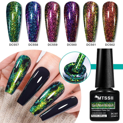 Chameleon Flake Nail Gel Polish Sparkling Glitter Laser Semi Permanent Nails Art Soak Off UV Gel Varnish Nail Supplies Manicure