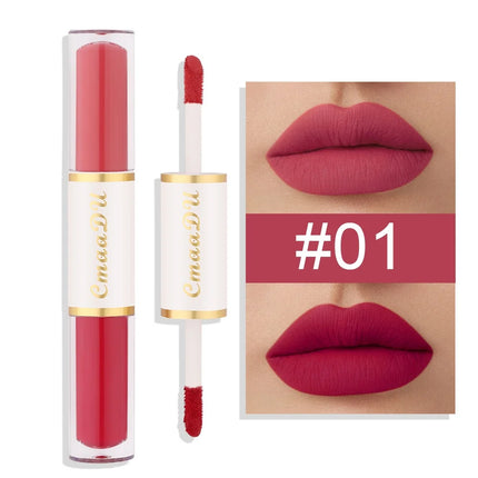 8 Colors Velvet Matte Liquid Lipstick Double-ended Lip Gloss Long-Lasting Waterproof Easy Color Non-stick High Pigment Lipgloss