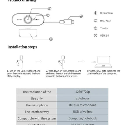 Camera 1080P HD Computer HD USB Camera Built In Microphone USB Network Camera Web Camera For Work With Microphone Tripod