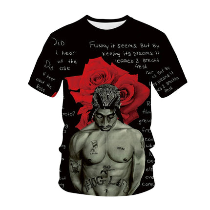 Rapper Tupac 2pac 3D Print Summer Fashion Men's T-shirt  Clothing Casual Short Sleeve T-shirt for Cool Men Tops Tees Clothes