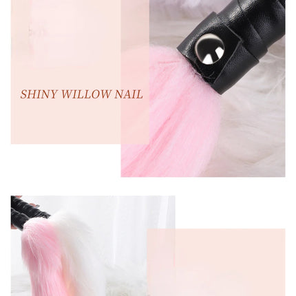 Fetish PU Leather With Fox Tail Whip Flogger Handle Spanking Paddle Flirting BDSM Adult Game Erotic Sex Toys for Women Couples